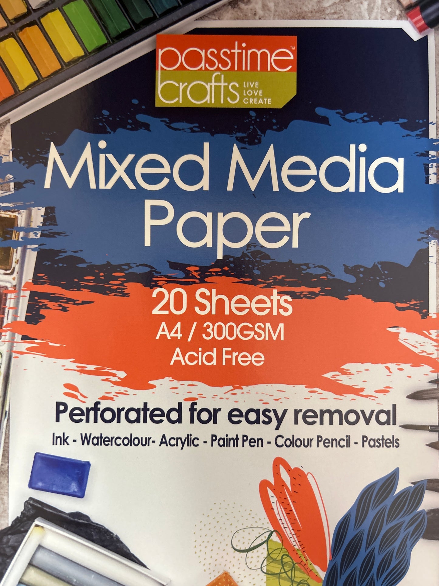 Mixed Media Paper. A4 Spiral 300gsm 20 sheets