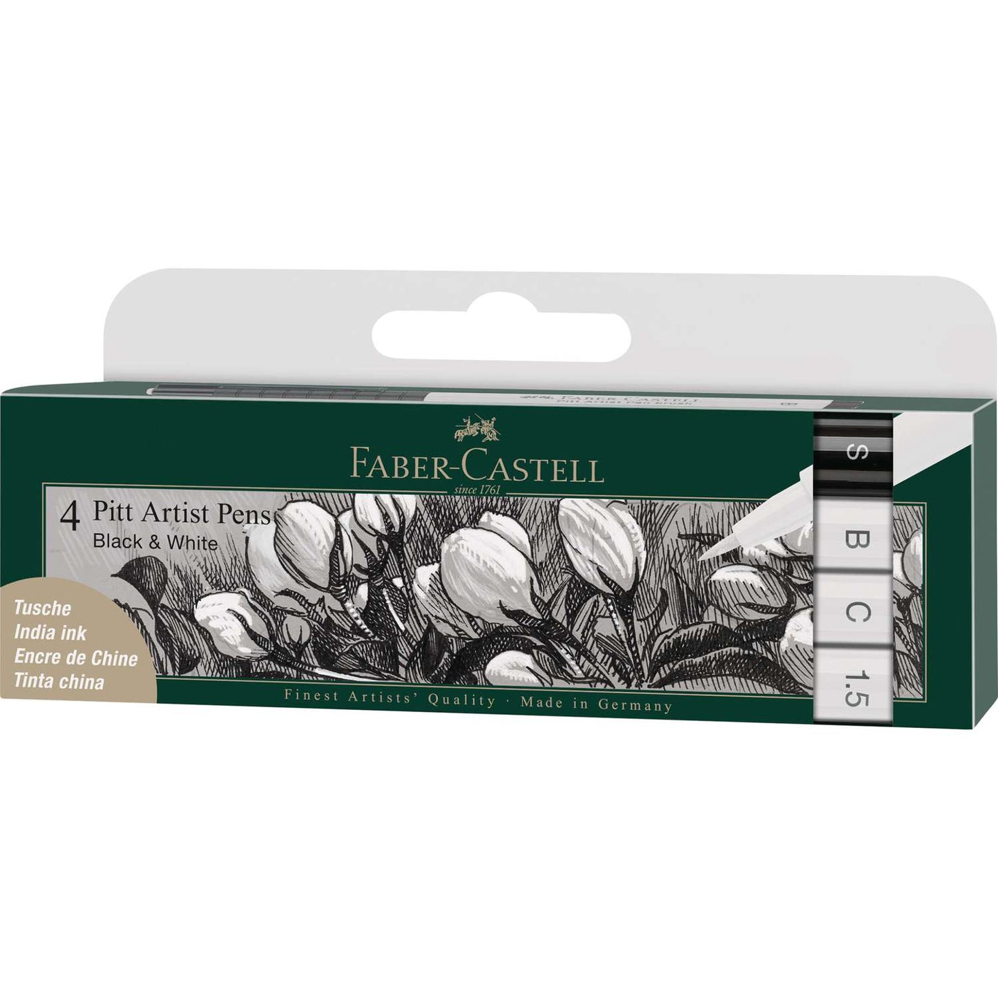 Faber Castell Pitt Artist Pen Black & White set 4