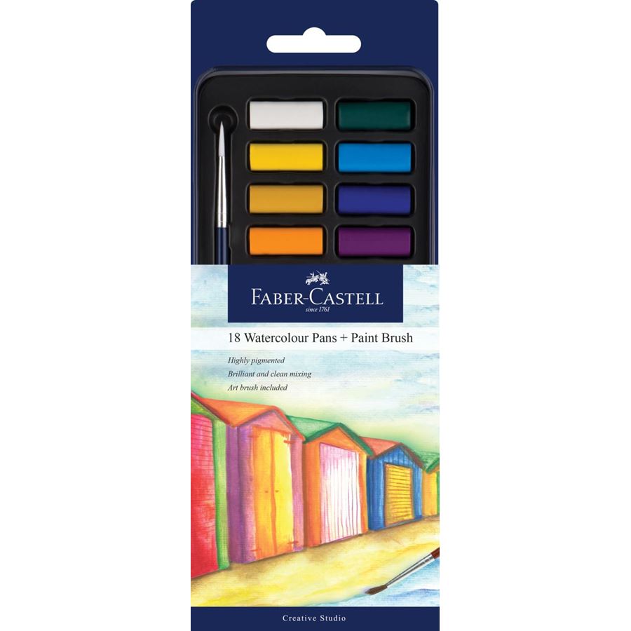 Faber Castell Creative Studio Watercolour Paint Pan – Tin of 18