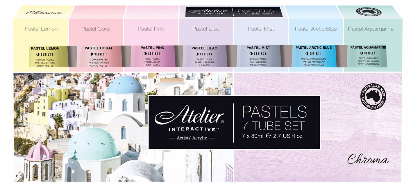 Atelier Interactive Acrylic Paint 7 x 80ml PASTEL SET