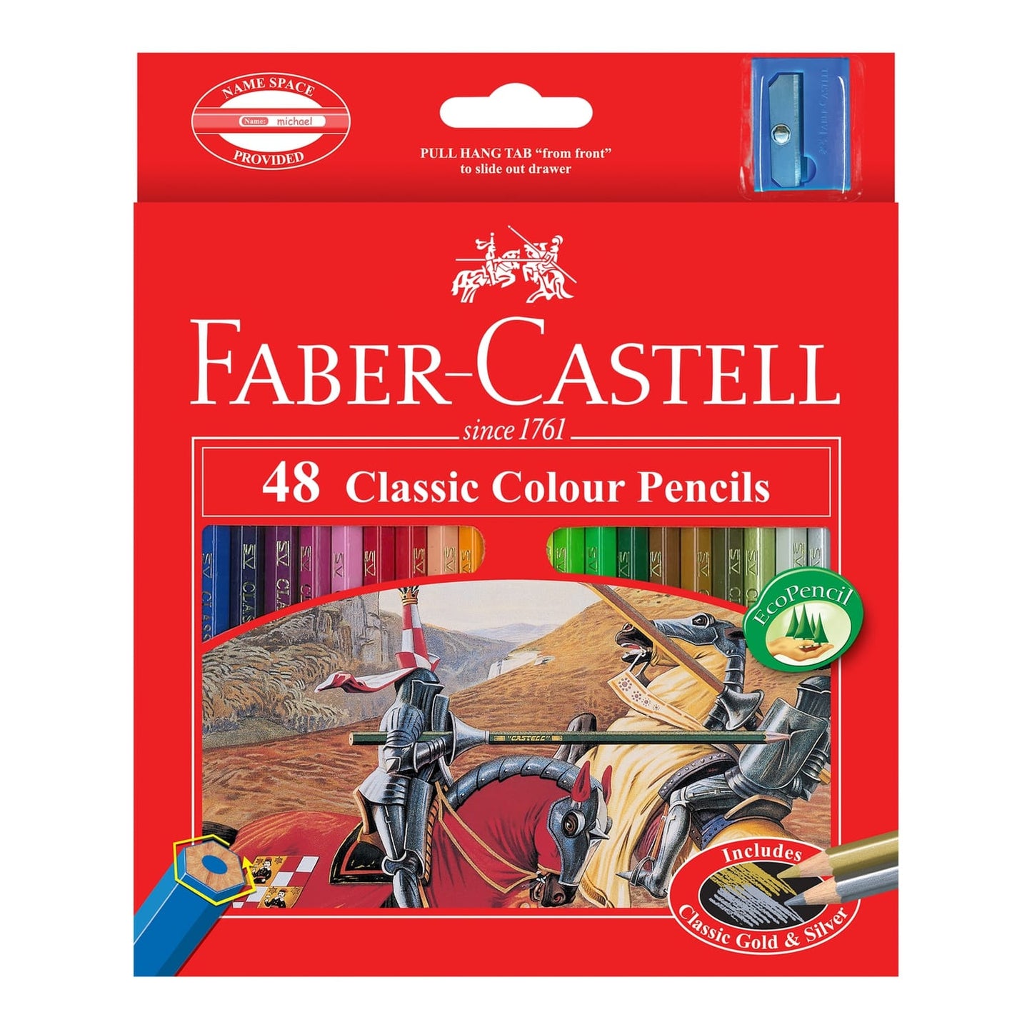 Classic Colour Pencils, Assorted – Pack of 48 Also includes 1 sharpener