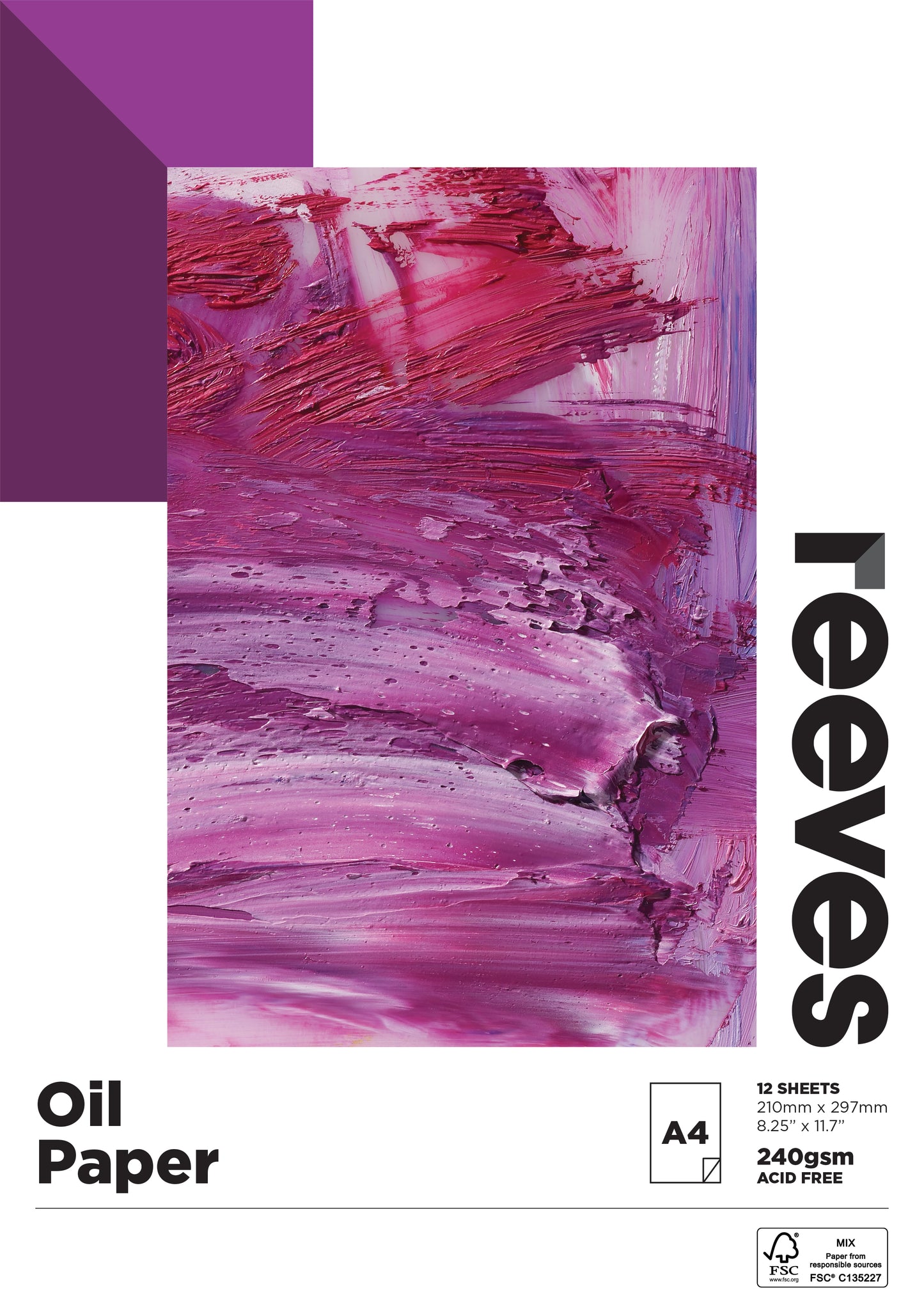 Reeves Oil Paper 240gsm 12 Sheets - Acid Free
