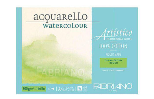 Fabriano Artistico Watercolour Pad 12 100% cotton Sheets 200gsm - Rough