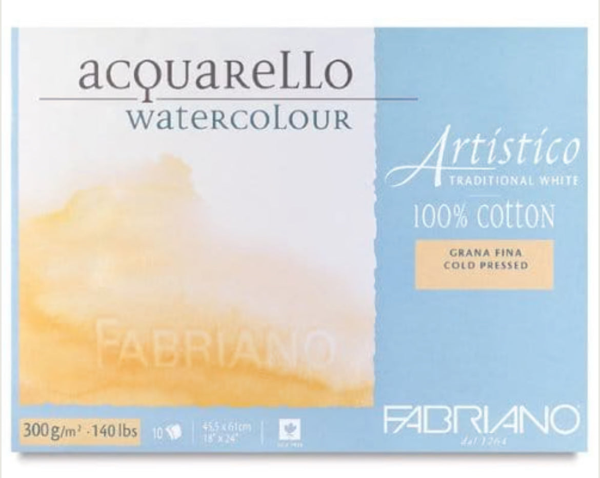 Fabriano Artistico Watercolour Pad 12 100% cotton Sheets 300gsm - Cold