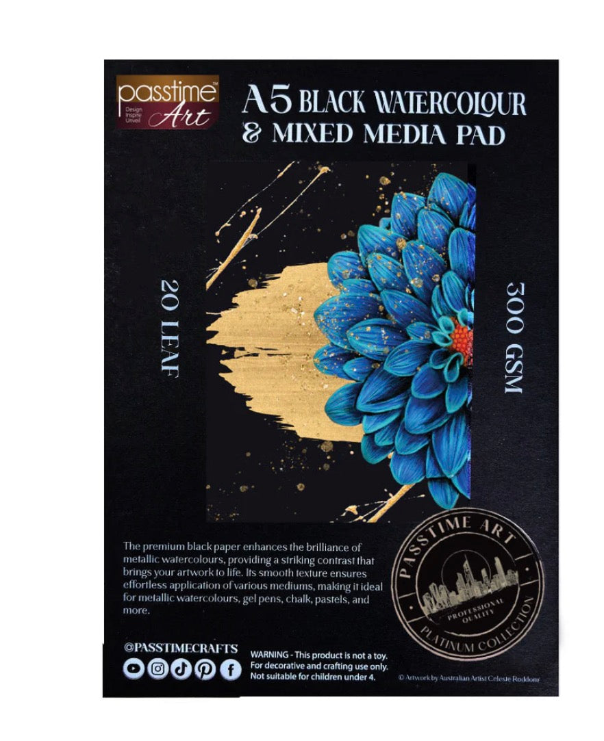 Black Watercolour Paper Pad 300GSM  Cold Pressed