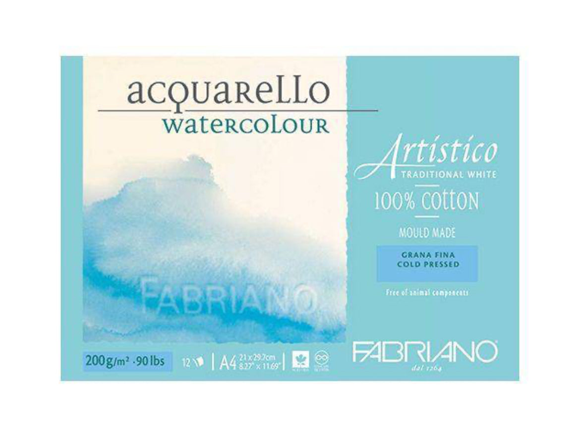 Fabriano Artistico Watercolour Pad 12 100% cotton Sheets 200gsm - Cold