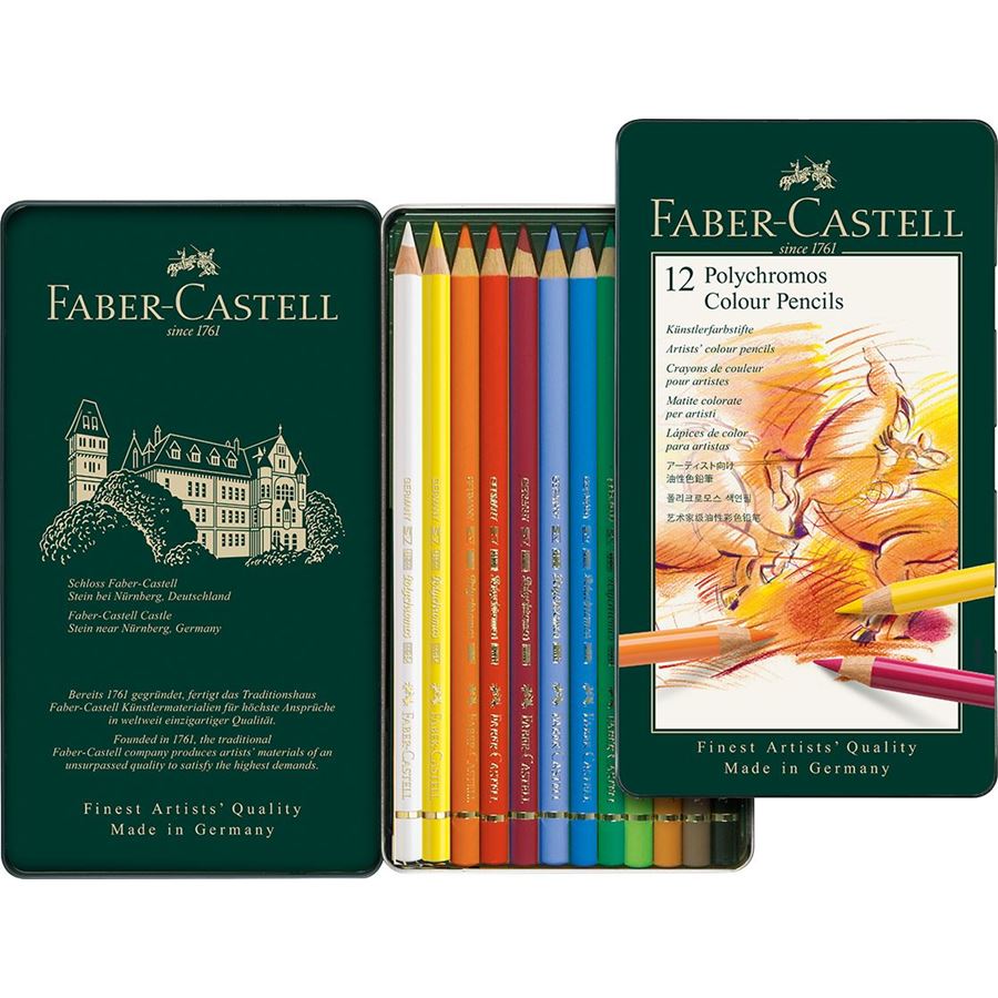 Polychromos Colour Pencils Assorted - Tin Box of 12