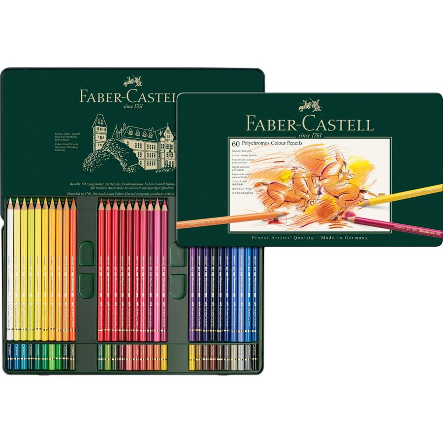 Polychromos Colour Pencils, Assorted – Tin Box of 60
