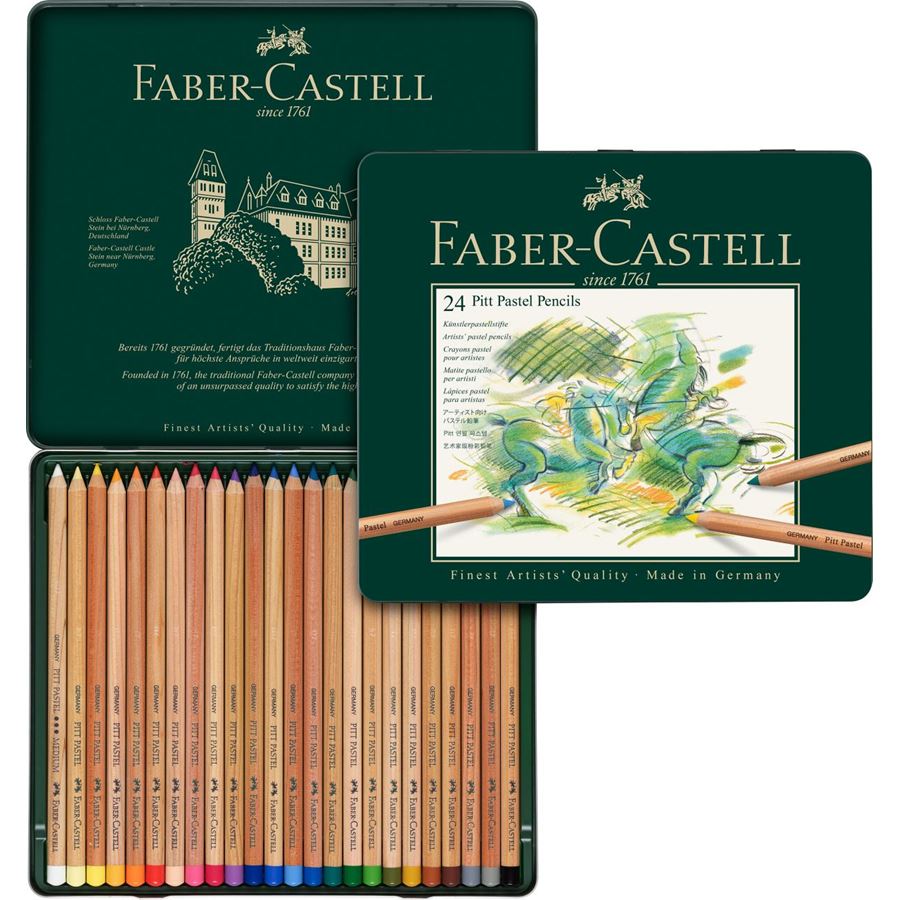 Pitt Pastel Pencils, Assorted – Tin Box of 24