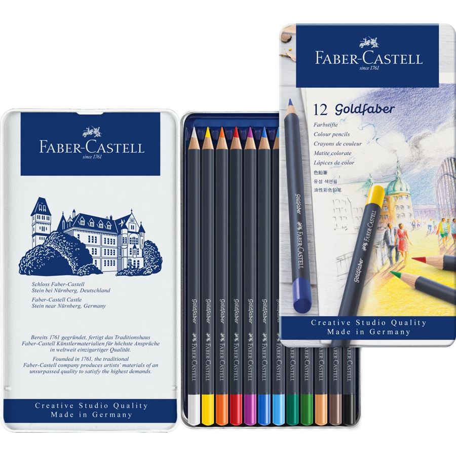 Faber Castell Goldfaber Colour Pencils, Assorted – Tin of 12