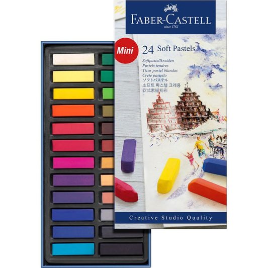 Faber Castell Creative Studio Mini Soft Pastels, Assorted – Cardboard Box of 24