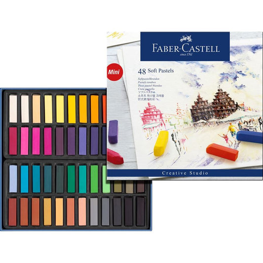 Faber Castell Creative Studio Mini Soft Pastels, Assorted – Cardboard Box of 48