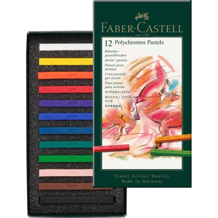 Polychromos Artists' Pastels, Assorted – Cardboard Box of 12