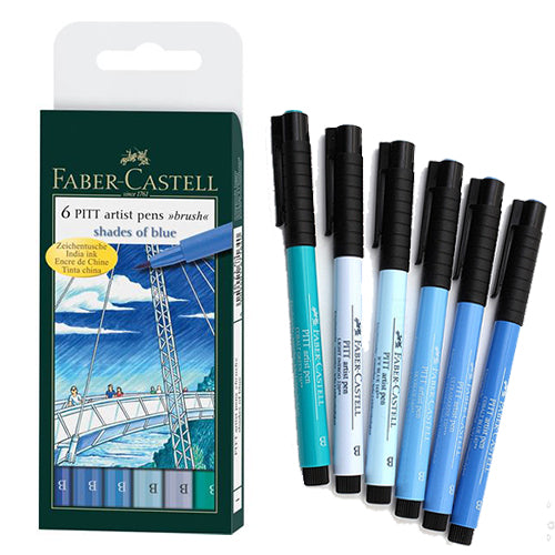 Pitt Artist Brush Pens, Shades of Blue – Pack of 6