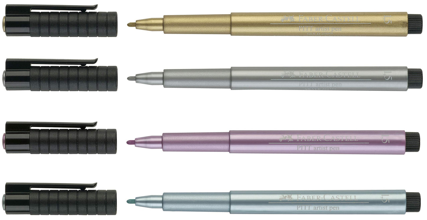 Pitt Artist 1.5mm Bullet Pens, Metallic – Pack of 4