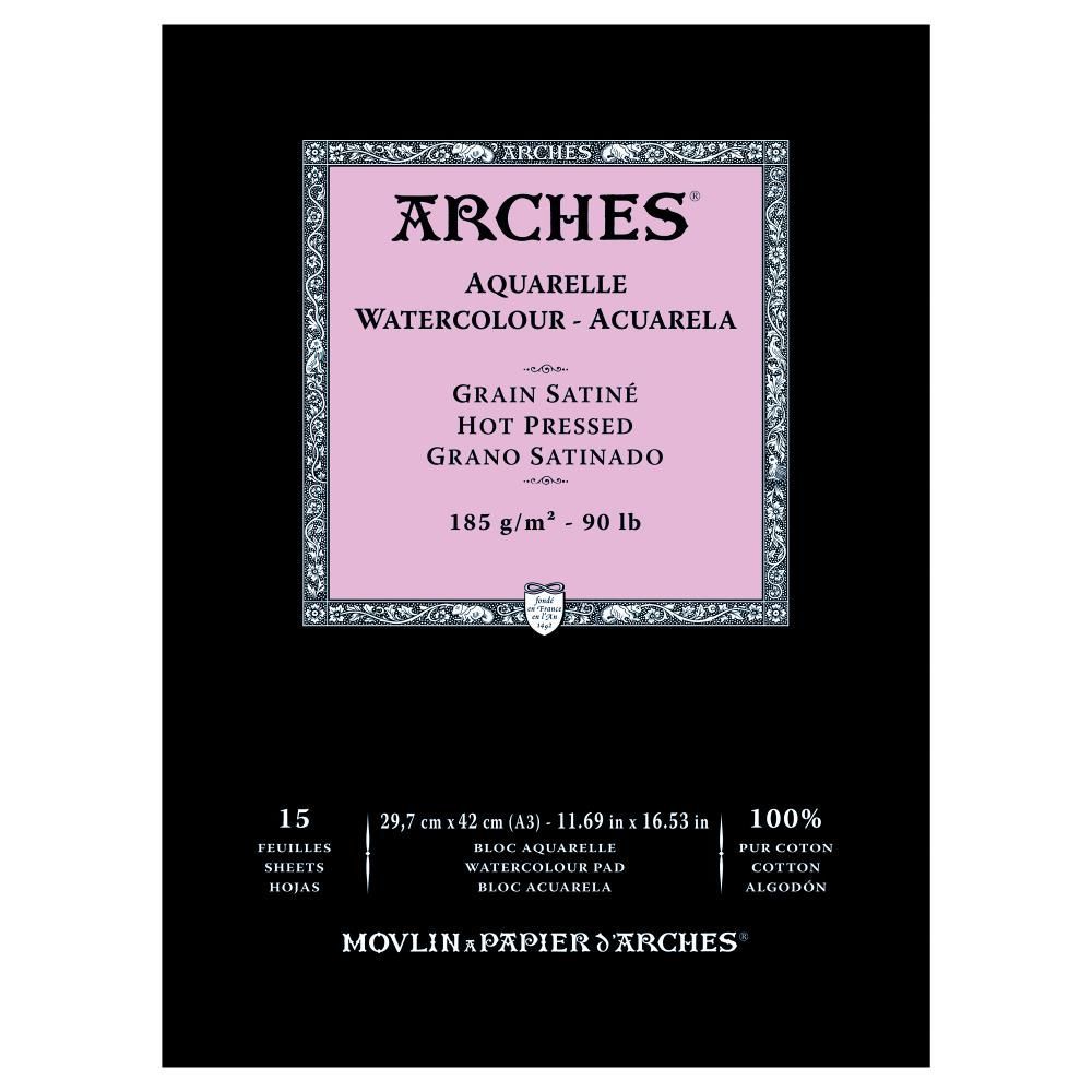 Arches Watercolour Smooth 185gsm A3 Pad 15 Sheets
