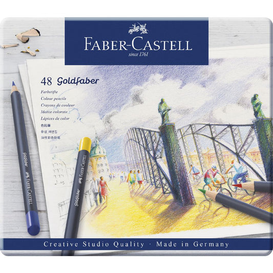 Faber Castell Goldfaber Colour Pencils, Assorted – Tin of 48