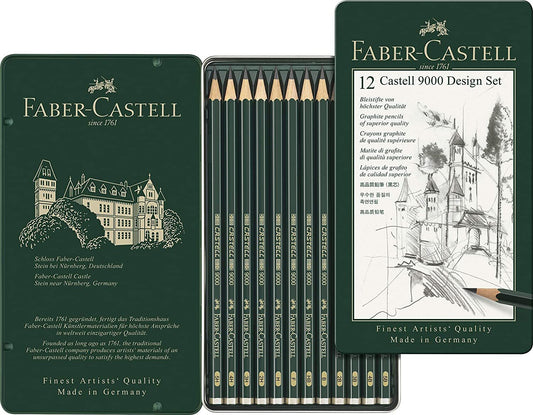 Castell 9000 Graphite Pencils, Design Set Assorted – Tin of 12