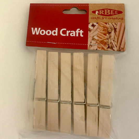 Large Wooden Natural Pegs 72x13mm 6pc