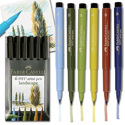 Pitt Artist Brush Pens, Landscape Assorted - Pack of 6