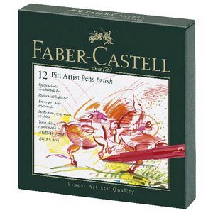 Pitt Artist Brush Pens, Assorted – Box of 12 (In a plastic case)