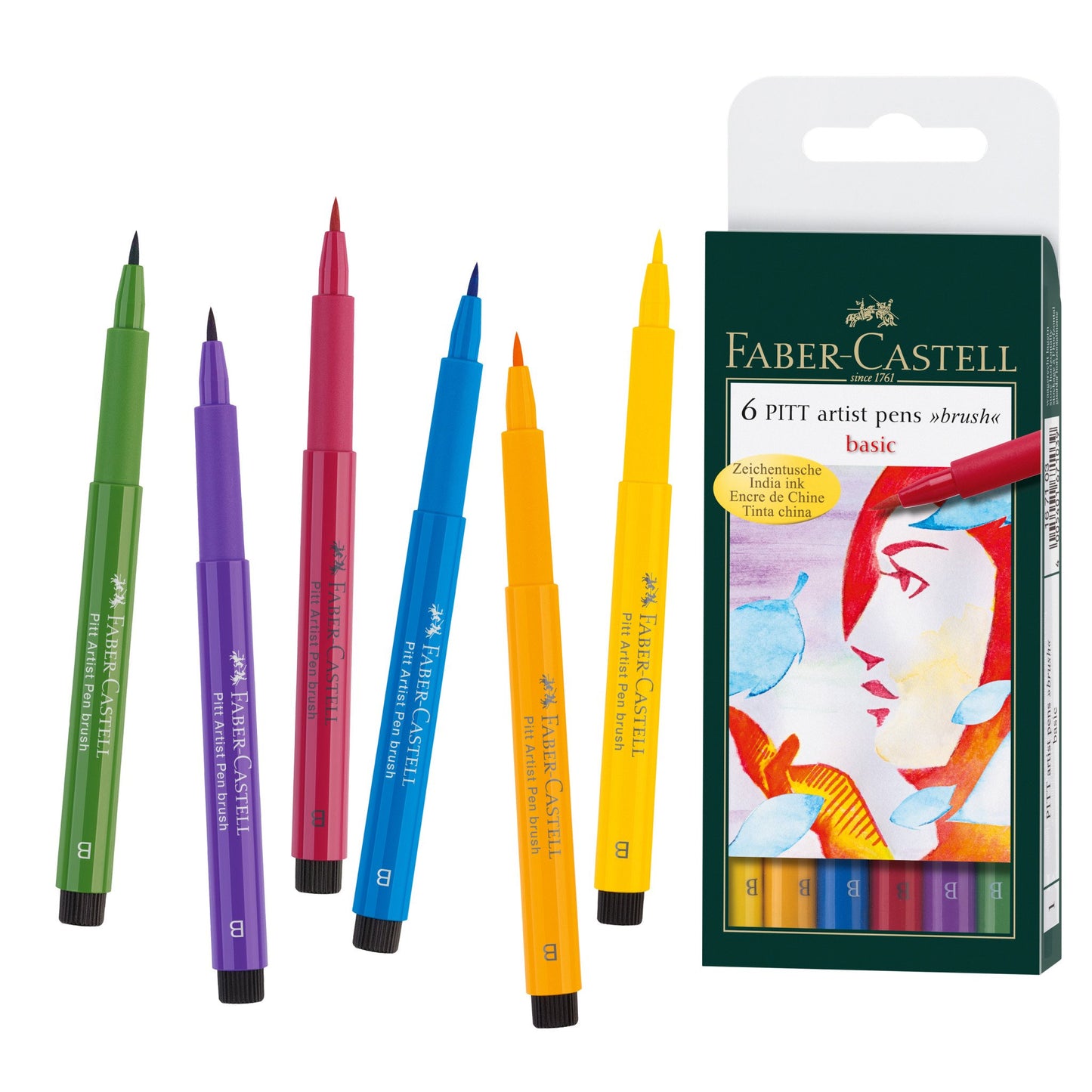 Pitt Artist Brush Pens, Basic Assorted – Pack of 6